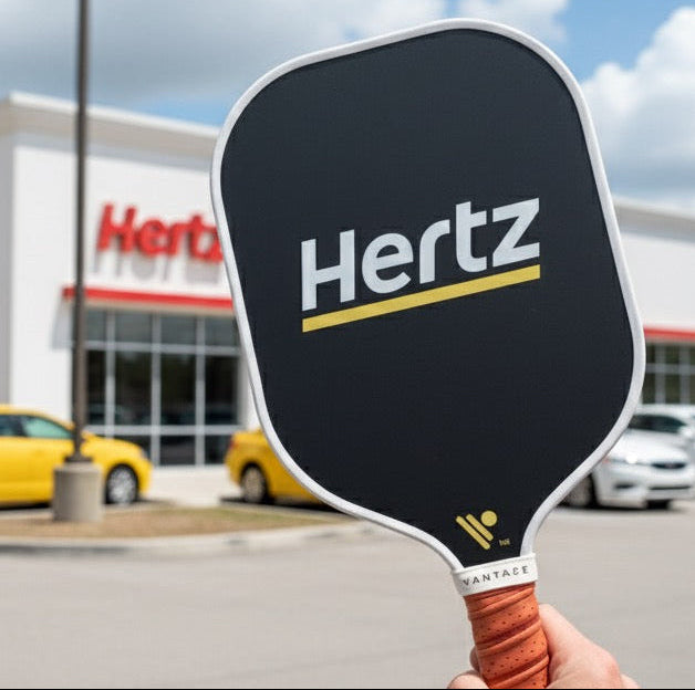 Custom Hertz pickleball paddle made by Vantaze for an employee and customer brand project