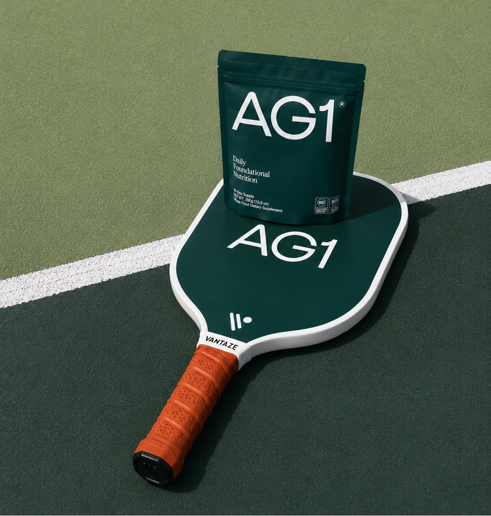 Custom AG1 pickleball paddle made by Vantaze for brand gifting and wellness activation