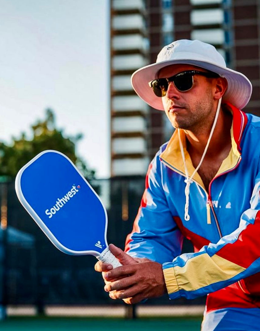 Custom Southwest pickleball paddle made by Vantaze for a travel brand project